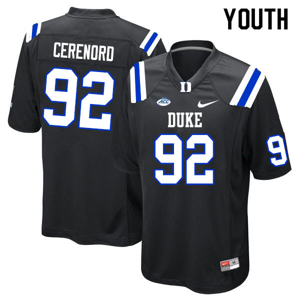 Youth #92 Edgar Cerenord Duke Blue Devils College Football Jerseys Sale-Black - Click Image to Close